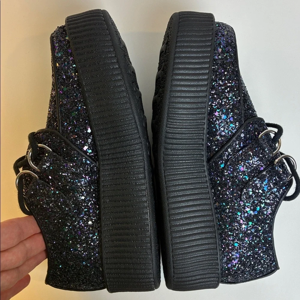 T.U.K BLACK JEWELS GLITTER VIVA MONDO CREEPERS US WMN 5 EU 36 NEW Dark Princess